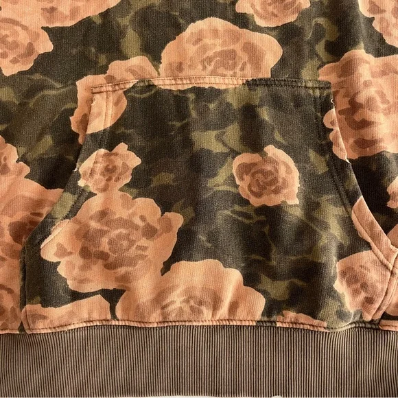 Free People Its A Vibe Printed Hoodie Sz M Floral Distressed Oversized Boho - Picture 7 of 14